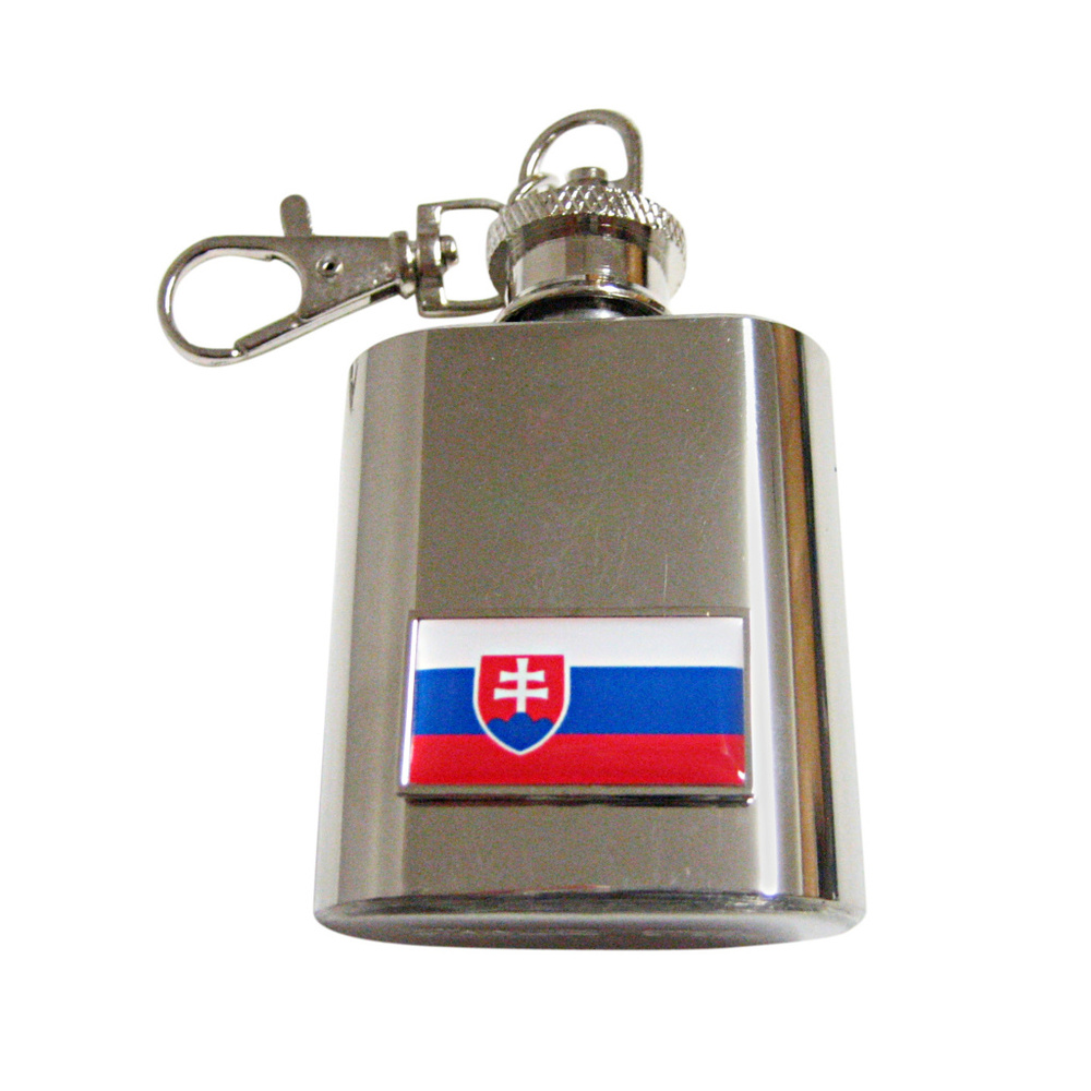 Thin Bordered Slovakia Flag Pendant Keychain Flask - image 1